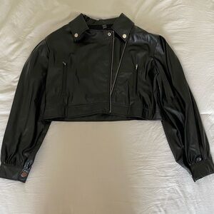 SHEIN cropped faux leather jacket. Women’s size Large